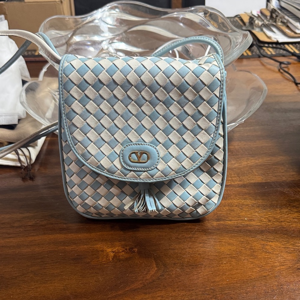 Valentino Garavani Light Blue & Cream Crossbody Bag